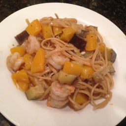 Fall Into Fall with Eggplant, Butternut Squash and Shrimp Spaghetti